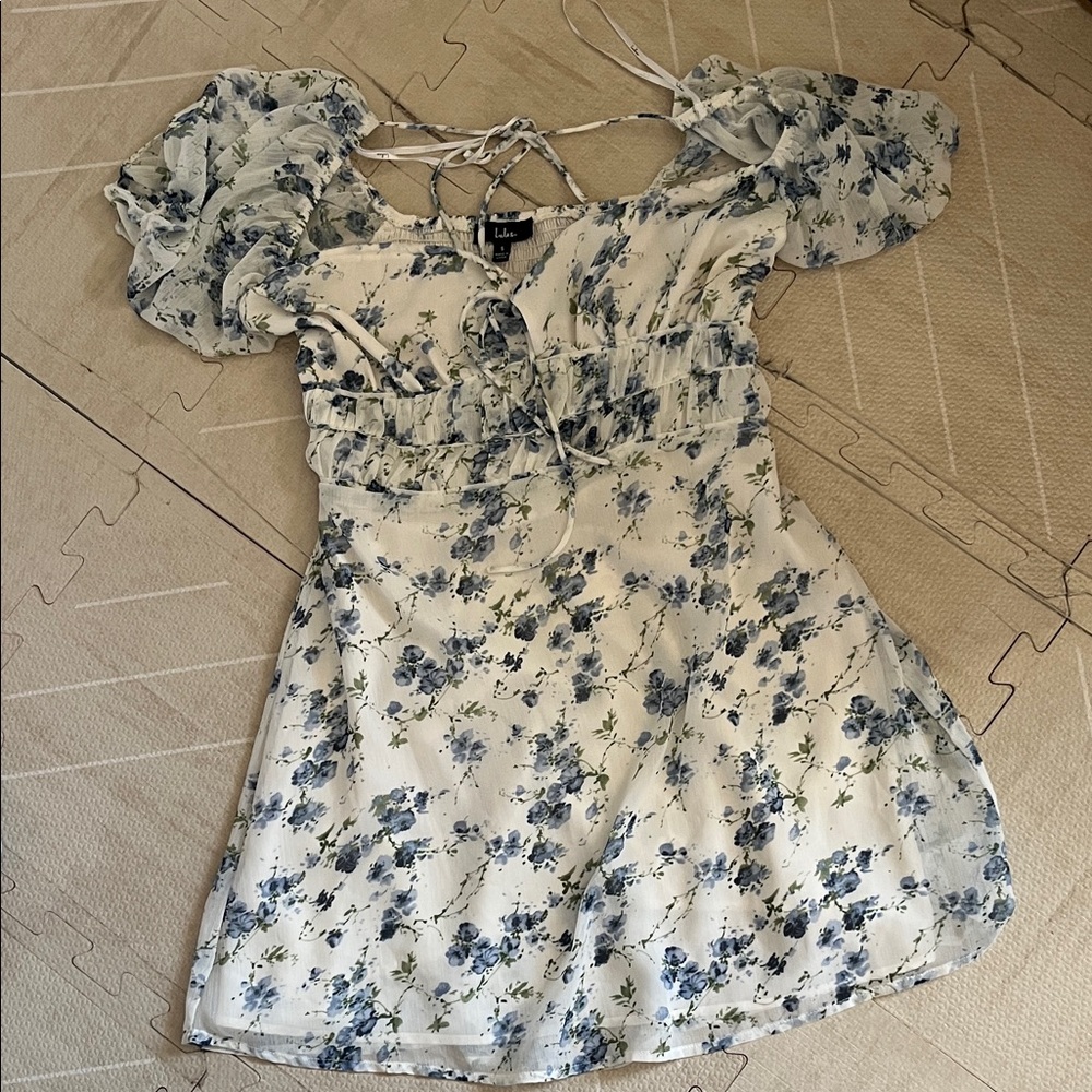 Lulu's Blue and White Floral Mini Dress